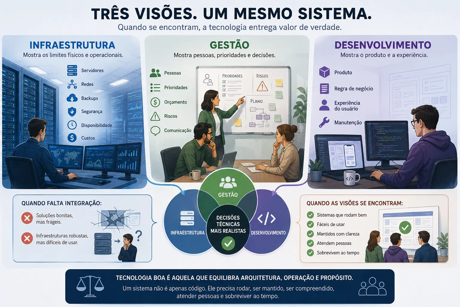 Camadas integradas de infraestrutura, gestão e desenvolvimento de software